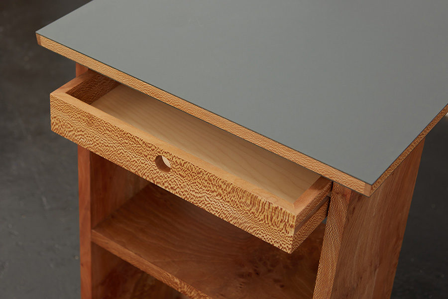 On the Marshes furniture: Desk Top and Small Bookcase with drawer (detail)